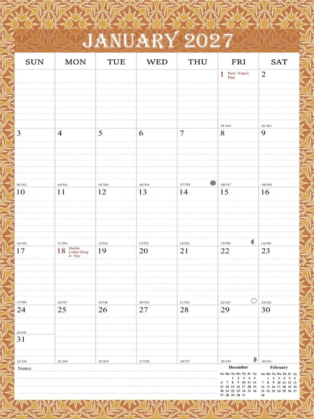 2026-2027 Wall Calendar Spiral-bound Twin-Wire Binding - 18 Months 8.5